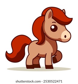 cute horse cartoon character animal kawaii vector illustration template design