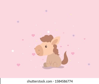 Cute horse cartoon design, Animal zoo life nature character childhood and adorable theme Vector illustration