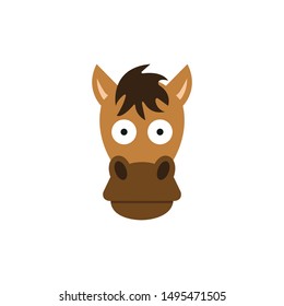 Cute horse cartoon face vector, icon on a white background