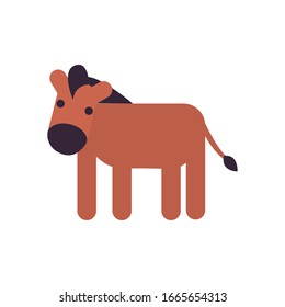 Cute horse cartoon fill style icon design, Animal zoo life nature character childhood and adorable theme Vector illustration