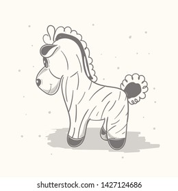 Cute horse cartoon hand drawn vector illustration. Can be used for t-shirt print, kids wear fashion design, baby shower invitation card.