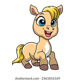 Cute horse cartoon on white background