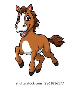 Cute horse cartoon on white background