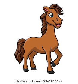 Cute horse cartoon on white background