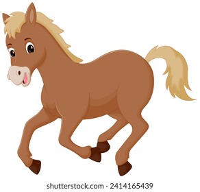 Dibujo Cute Horse Corriendo La Ilustración Del Vector. Icono de naturaleza animal Concepto Vector Premium aislado