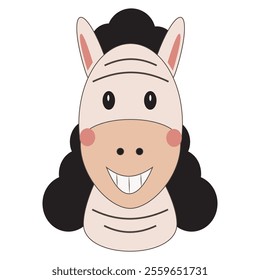 Cute horse character displays a cheerful smile and friendly vibe