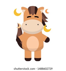 cute horse character with a relaxed expression vector illustration