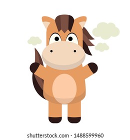 Cute horse characters with happy expressions vector illustration
