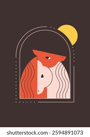Cute horse couple. Print design with animal for greeting cards, posters, banners. Year of the Horse. Vector illustration in flat style