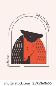 Cute horse couple. Print design with animal for greeting cards, posters, banners. Year of the Horse. Vector illustration in flat style