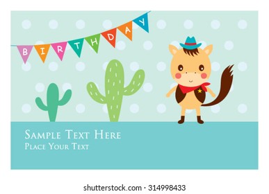 cute horse cowboy birthday greeting card