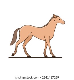 Cute horse. Detailed drawing of animal. Contour vector illustration. Thoroughbred horse.