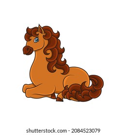 Cute horse. Farm animal. Cartoon character. Colorful vector illustration. Isolated on white background. Design element. Template for your design, books, stickers.