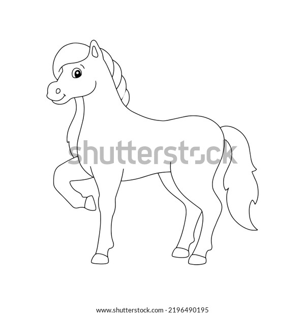 Cute Horse Farm Animal Coloring Page Stock Vector (Royalty Free ...