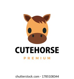 cute horse flat logo vector icon illustration