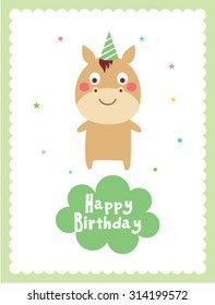 cute horse happy birthday card