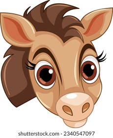 Cute horse head cartoon isolated illustration