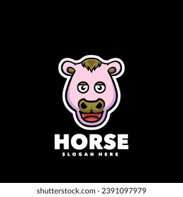 Cute horse head mascot logo design 