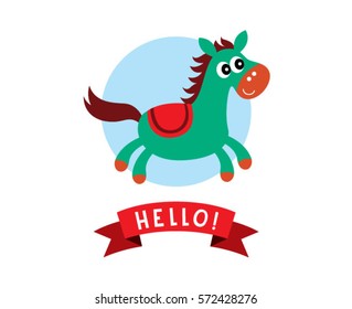 cute horse hello greeting