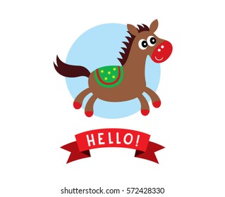 cute horse hello greeting