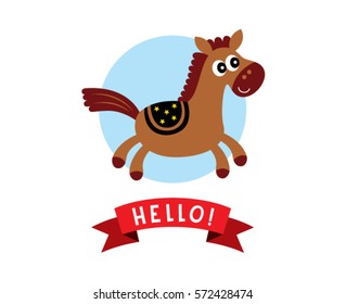 cute horse hello greeting