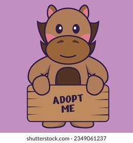 Cute Pferd halten ein Plakat Adoption me