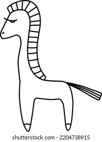 cute horse illustration. Hand-drawn doodles illustration. Line art. Icon