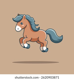 Cute Horse Jumping Cartoon Vector Icon Illustration. Animal Nature Icon Concept Isolated Premium Vector. Flat Cartoon Style