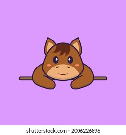Cute horse lying down. Animal cartoon concept isolated. Can used for t-shirt, greeting card, invitation card or mascot.