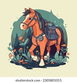 Cute horse mascot character for nature conservation organization.