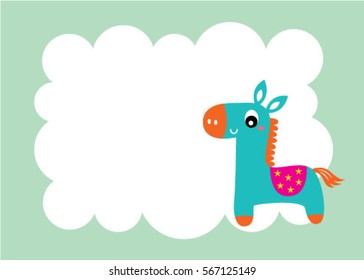 cute horse message card vector