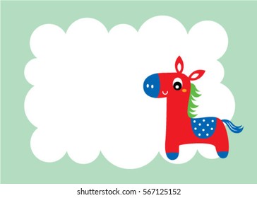 cute horse message card vector