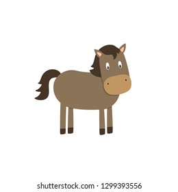 Cute horse on white background. Vector illustration.