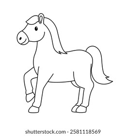 cute horse outline for coloring illustration