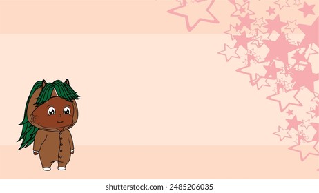 cute horse pajama kid cartoon background in vector format