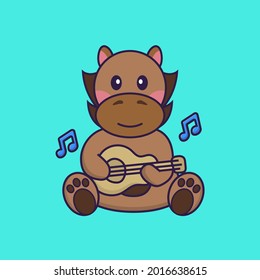 Cute horse playing guitar. Vector Illustration