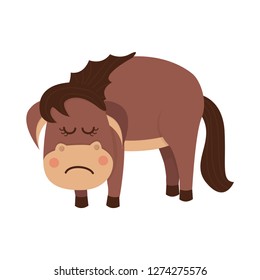 Cute horse is sad. Vector illustration for your design