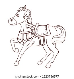 Cute horse with saddle