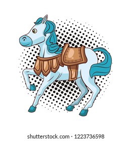 Cute horse with saddle