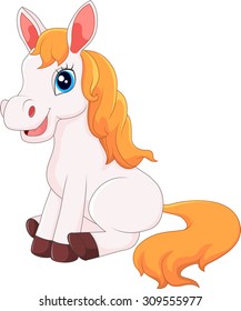 Cute horse sitting 