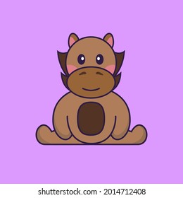 Cute horse is sitting. Vector Illustration