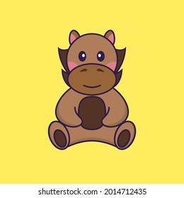 El caballo lindo está sentado. Ilustración vectorial