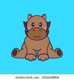 Cute horse is sitting. Vector Illustration