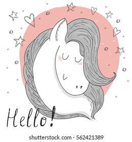 cute horse sketch doodle. Vector illustration.