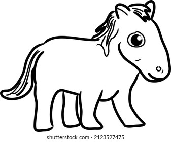 Cute-Pferd-Skizze, Vektorsymbol