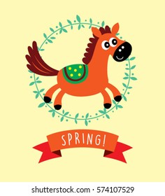 cute horse in spring