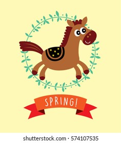 cute horse in spring