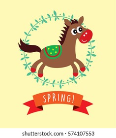 cute horse in spring