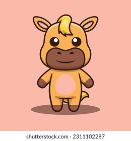 Cute horse standing mascot cartoon character