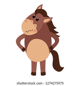 Cute horse stands and angry. Vector illustration for your design